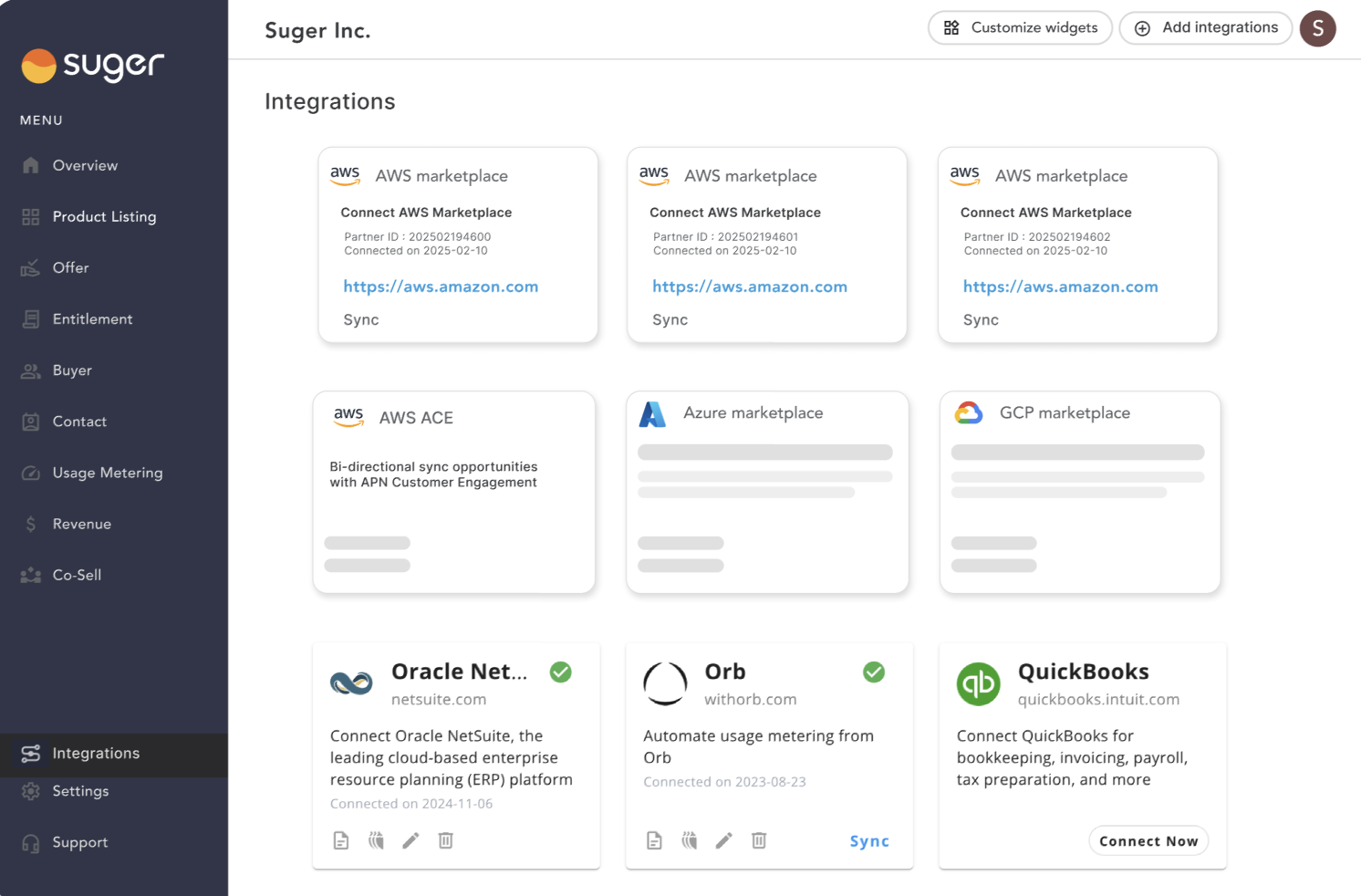 Multi-account AWS Marketplace setup in Suger — managing multiple seller accounts from a single console